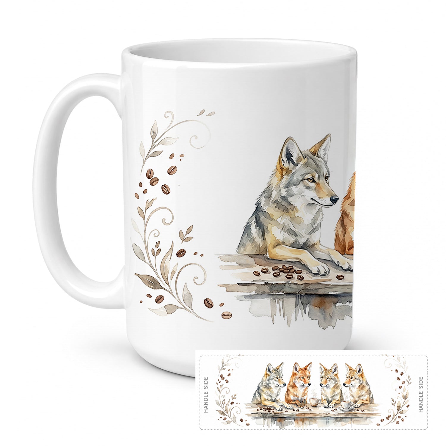 Coyotes Morning Coffee Ceramic Coffee Mug 15 oz Decorative Large C Handle Mug Cup for Tea, Cocoa Hot Chocolate