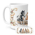 Paint Horses Morning Coffee Ceramic Coffee Mug 15 oz Decorative Large C Handle Mug Cup for Tea, Cocoa Hot Chocolate