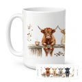 Highland Cattle Cow Morning Coffee Ceramic Coffee Mug 15 oz Decorative Large C Handle Mug Cup for Tea, Cocoa Hot Chocolate