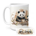 Pandas Morning Coffee Ceramic Coffee Mug 15 oz Decorative Large C Handle Mug Cup for Tea, Cocoa Hot Chocolate