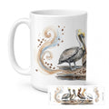 Pelicans Morning Coffee Ceramic Coffee Mug 15 oz Decorative Large C Handle Mug Cup for Tea, Cocoa Hot Chocolate