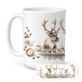Reindeer Morning Coffee Ceramic Coffee Mug 15 oz Decorative Large C Handle Mug Cup for Tea, Cocoa Hot Chocolate