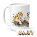 Tigers Morning Coffee Ceramic Coffee Mug 15 oz Decorative Large C Handle Mug Cup for Tea, Cocoa Hot Chocolate