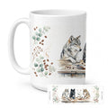 Wolves Morning Coffee Ceramic Coffee Mug 15 oz Decorative Large C Handle Mug Cup for Tea, Cocoa Hot Chocolate
