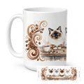 Birman Cats Morning Coffee Ceramic Coffee Mug 15 oz Decorative Large C Handle Mug Cup for Tea, Cocoa Hot Chocolate