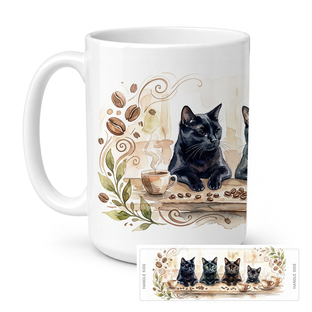Bombay Cats Morning Coffee Ceramic Coffee Mug 15 oz Decorative Large C Handle Mug Cup for Tea, Cocoa Hot Chocolate