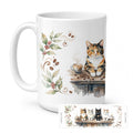Calico Cats Morning Coffee Ceramic Coffee Mug 15 oz Decorative Large C Handle Mug Cup for Tea, Cocoa Hot Chocolate