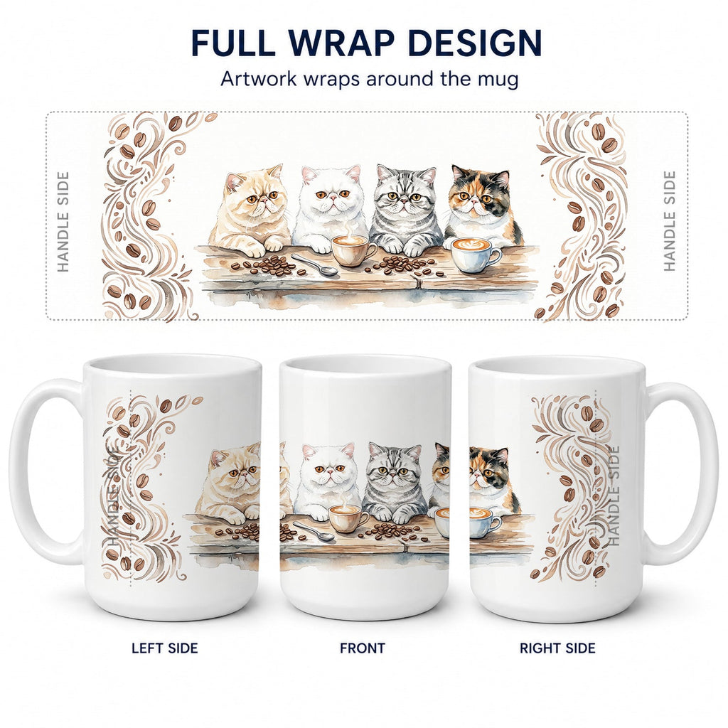 Exotic Shorthair Cats Morning Coffee Ceramic Coffee Mug 15 oz Decorative Large C Handle Mug Cup for Tea, Cocoa Hot Chocolate