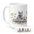 Gray Cats Morning Coffee Ceramic Coffee Mug 15 oz Decorative Large C Handle Mug Cup for Tea, Cocoa Hot Chocolate