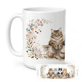Siberian Cats Morning Coffee Ceramic Coffee Mug 15 oz Decorative Large C Handle Mug Cup for Tea, Cocoa Hot Chocolate