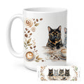Tortoiseshell Cats Morning Coffee Ceramic Coffee Mug 15 oz Decorative Large C Handle Mug Cup for Tea, Cocoa Hot Chocolate