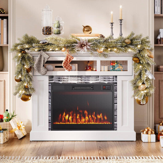 23 Inches 750W/1500W Electric Fireplace Heater with Alter Flame Color and Brightness