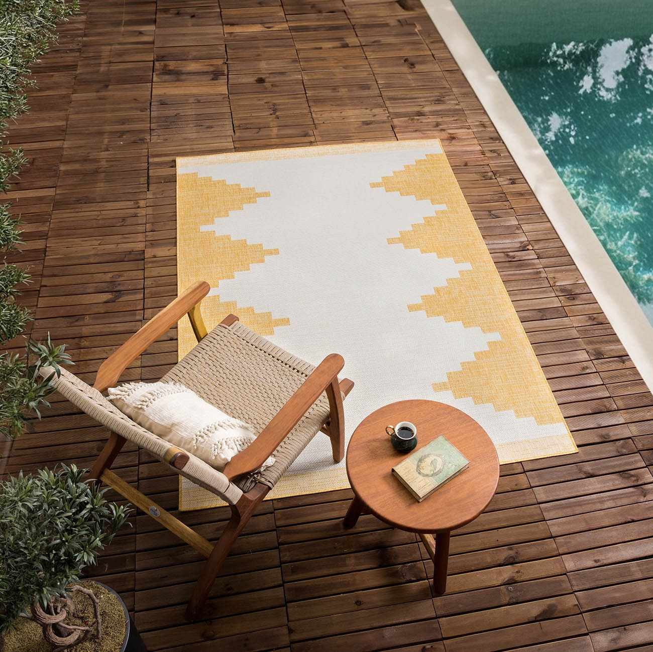 Djugun Yellow Outdoor Rug - Clearance