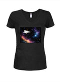 Space Flight Juniors V Neck T-Shirt