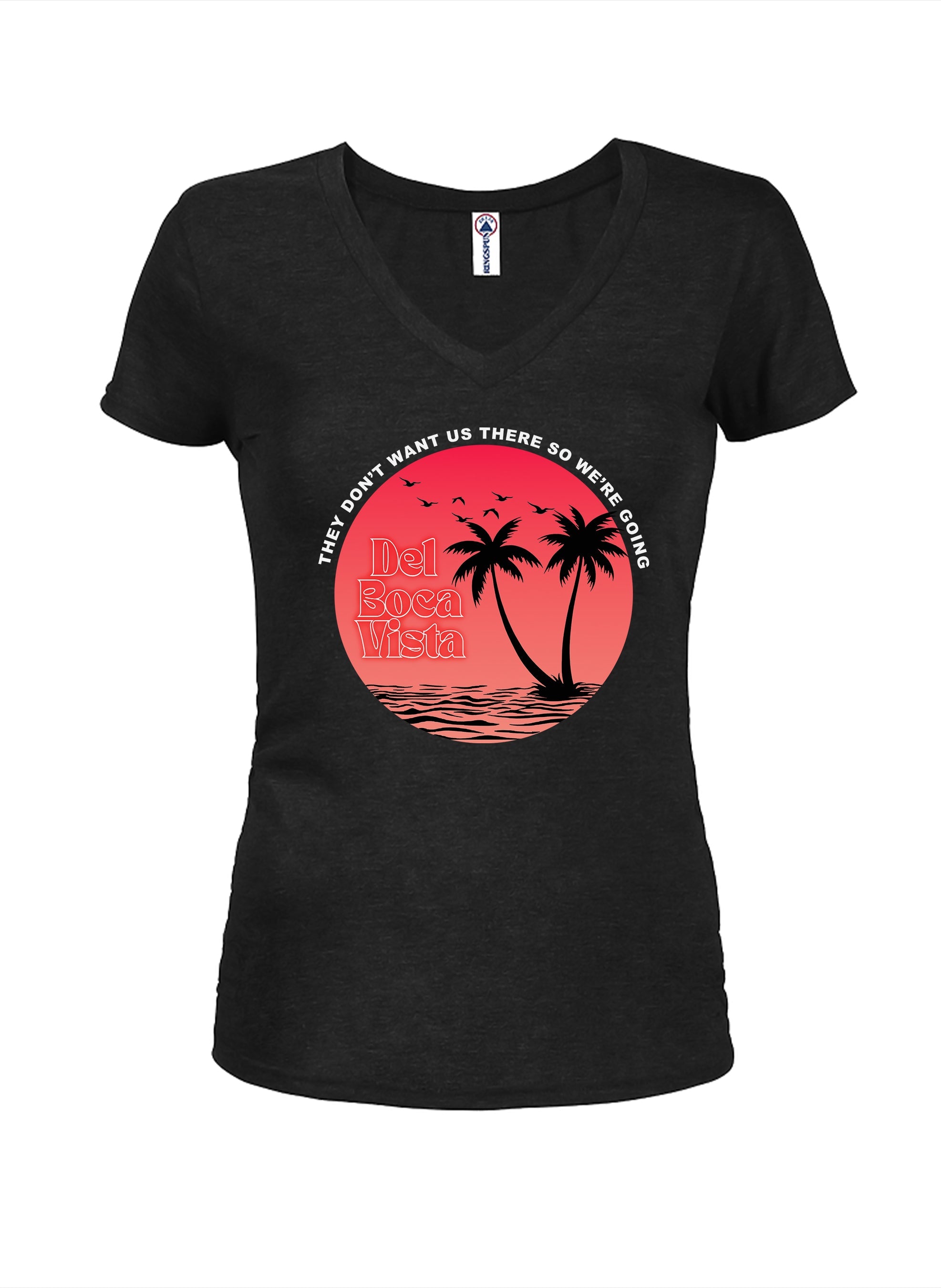 Del Boca Vista Circle Juniors V Neck T-Shirt