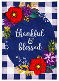 Fall Floral Check Garden Flag 2 Sided Plaid