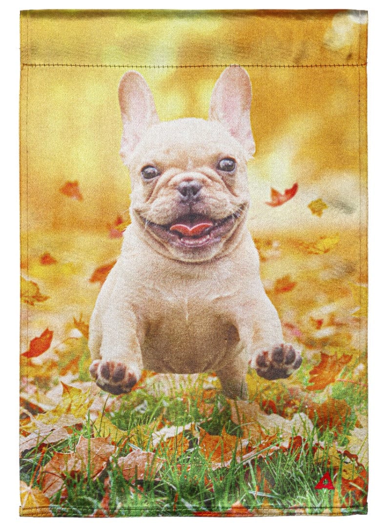 Fall Leaves Puppy Autumn Garden Flag 2 Sided