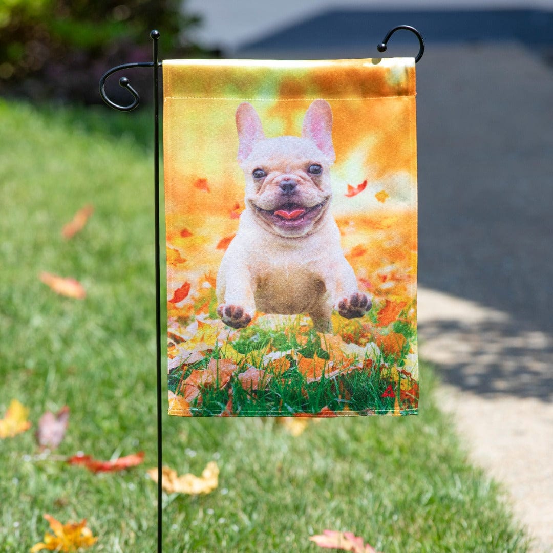 Fall Leaves Puppy Autumn Garden Flag 2 Sided