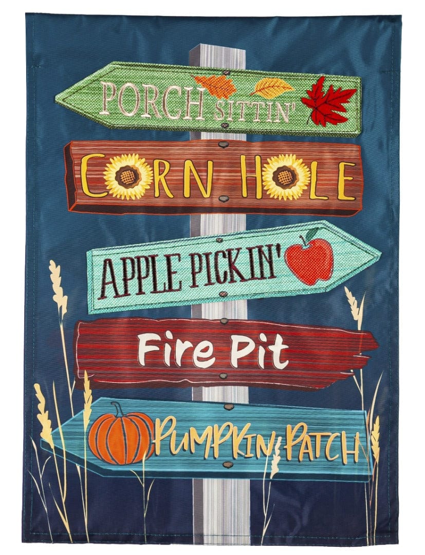 Fall Signs Garden Flag 2 Sided Applique