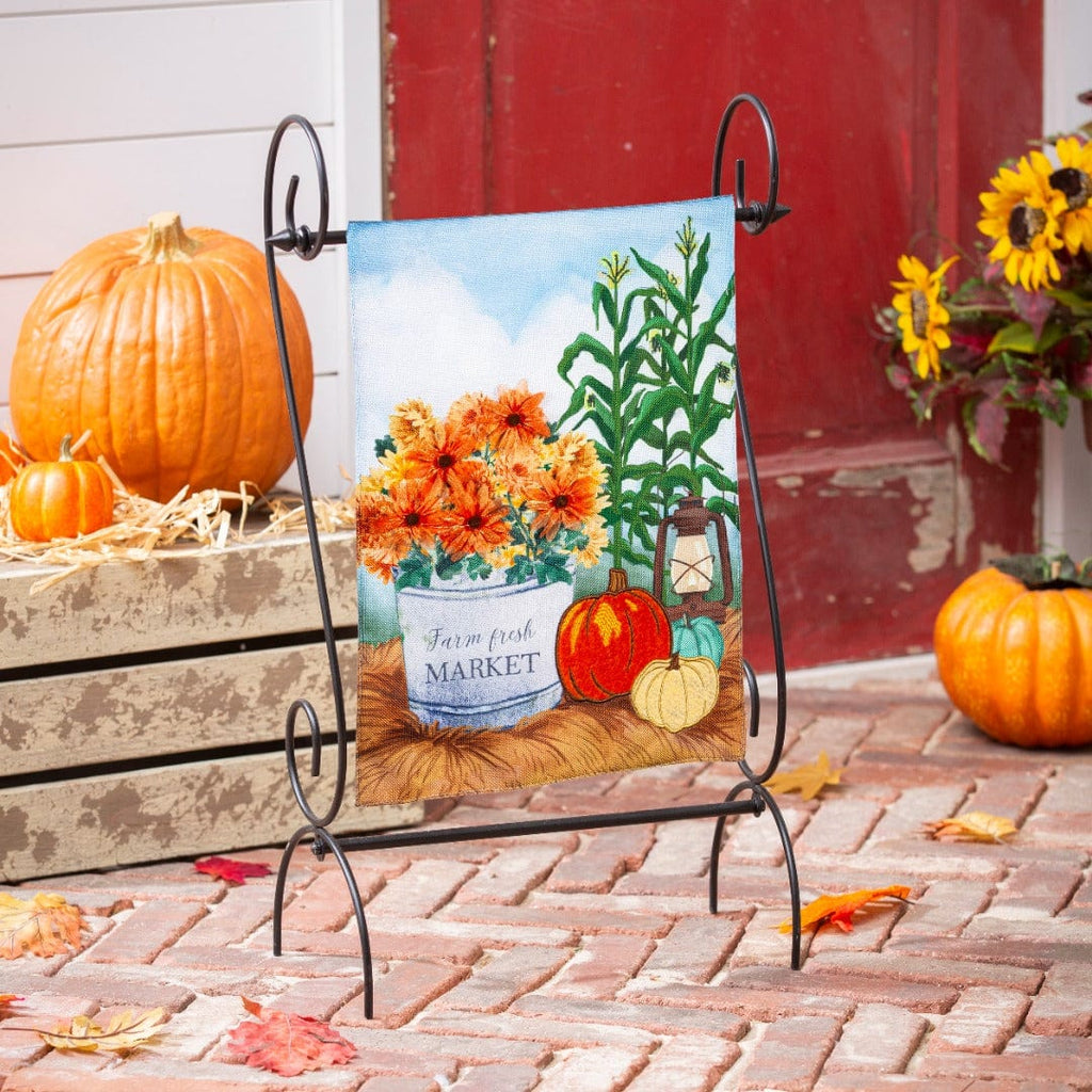 Farm Fresh Market Fall Garden Flag 2 Sided Burlap