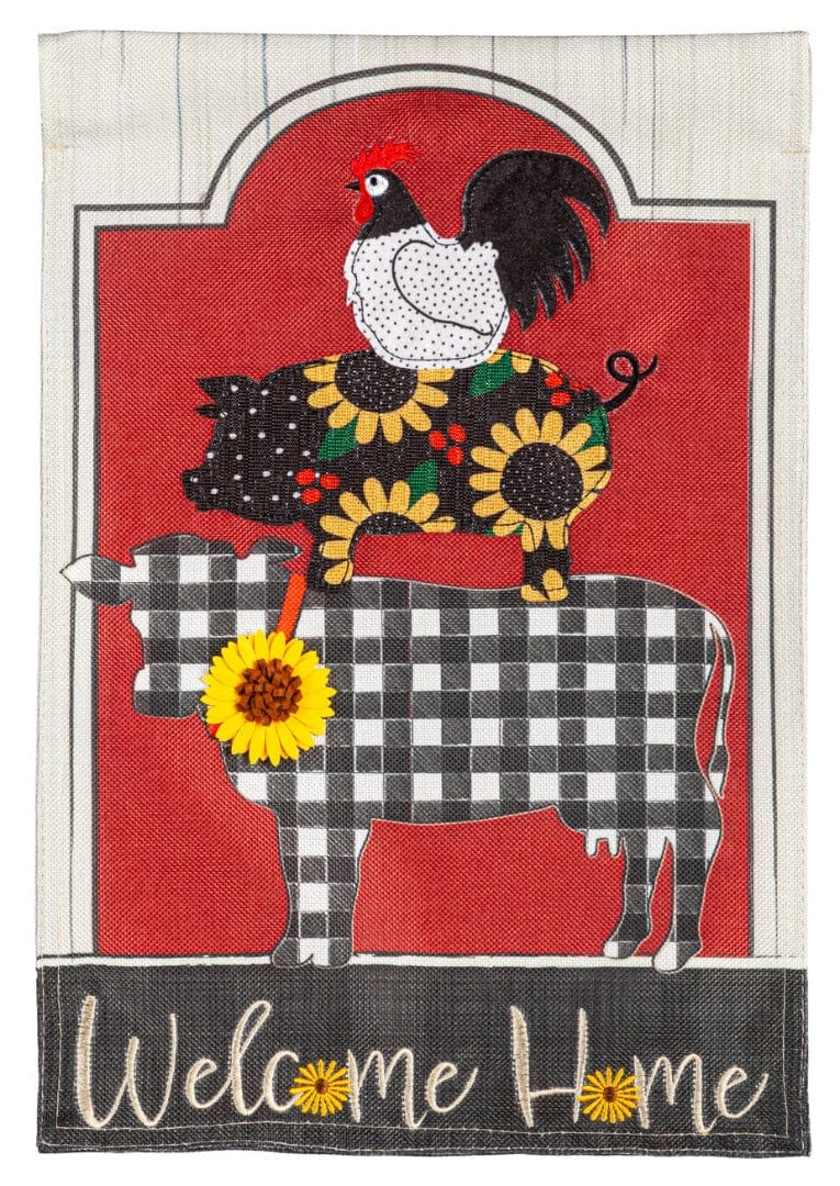 Farm Friends Garden Flag 2 Sided Welcome