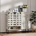Farmhouse Sideboard Cabinet with Arched Lattice Doors, Drawer & Open Shelves 44.3" Rustic Coffee Bar & Console Table