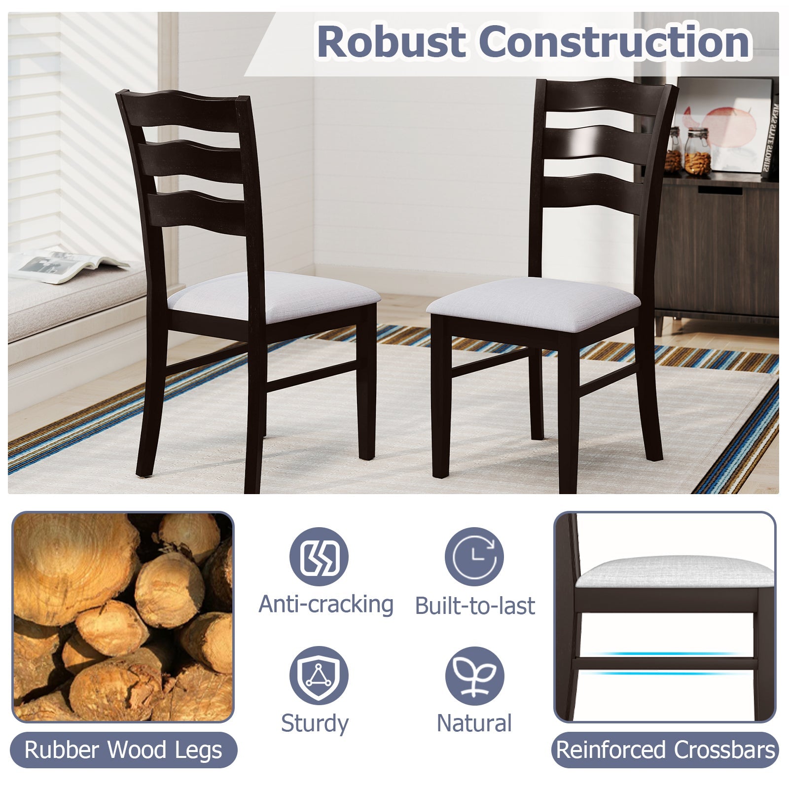 Farmhouse Dining Chairs Set of 2 Modern Kitchen Chairs with Elegant Hollowed backrest-Gray