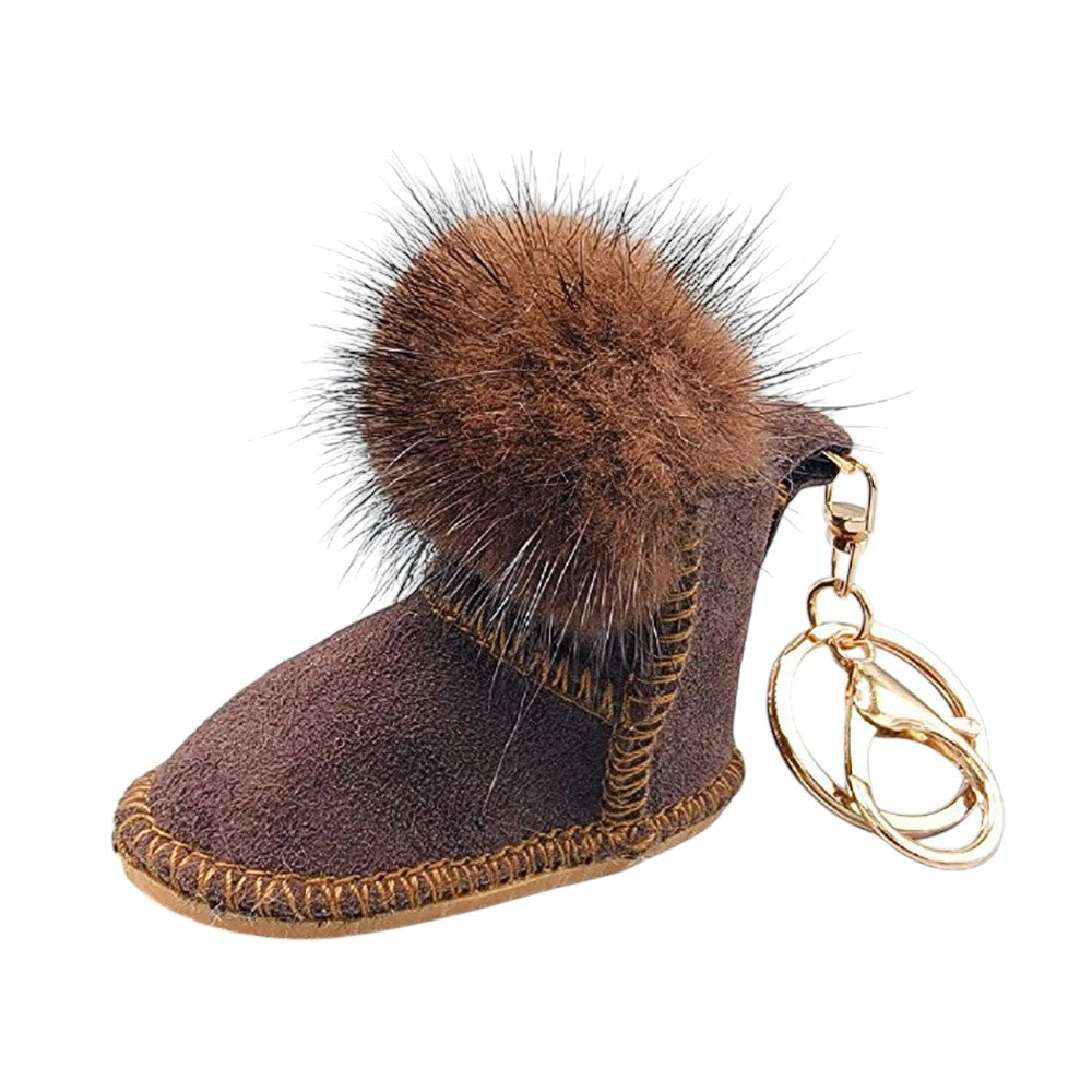 Faux Fur Pom Pom Boot Bag Charm
