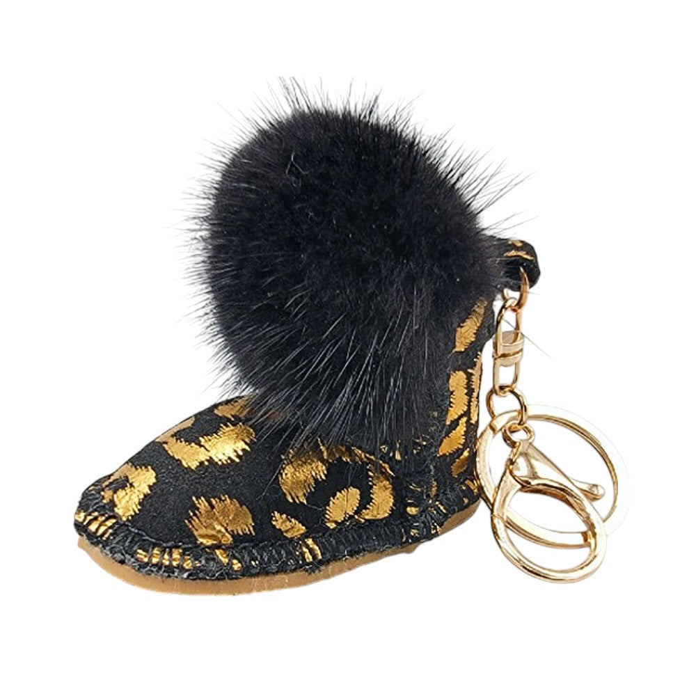 Faux Fur Pom Pom Boot Bag Charm
