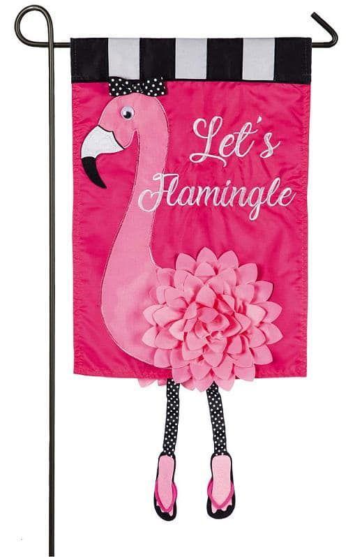 Flamingo Garden Flag 2 Sided Let's Flamingle Applique