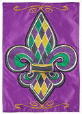 Fleur de Lis Mardi Gras Garden Flag 2 Sided Applique