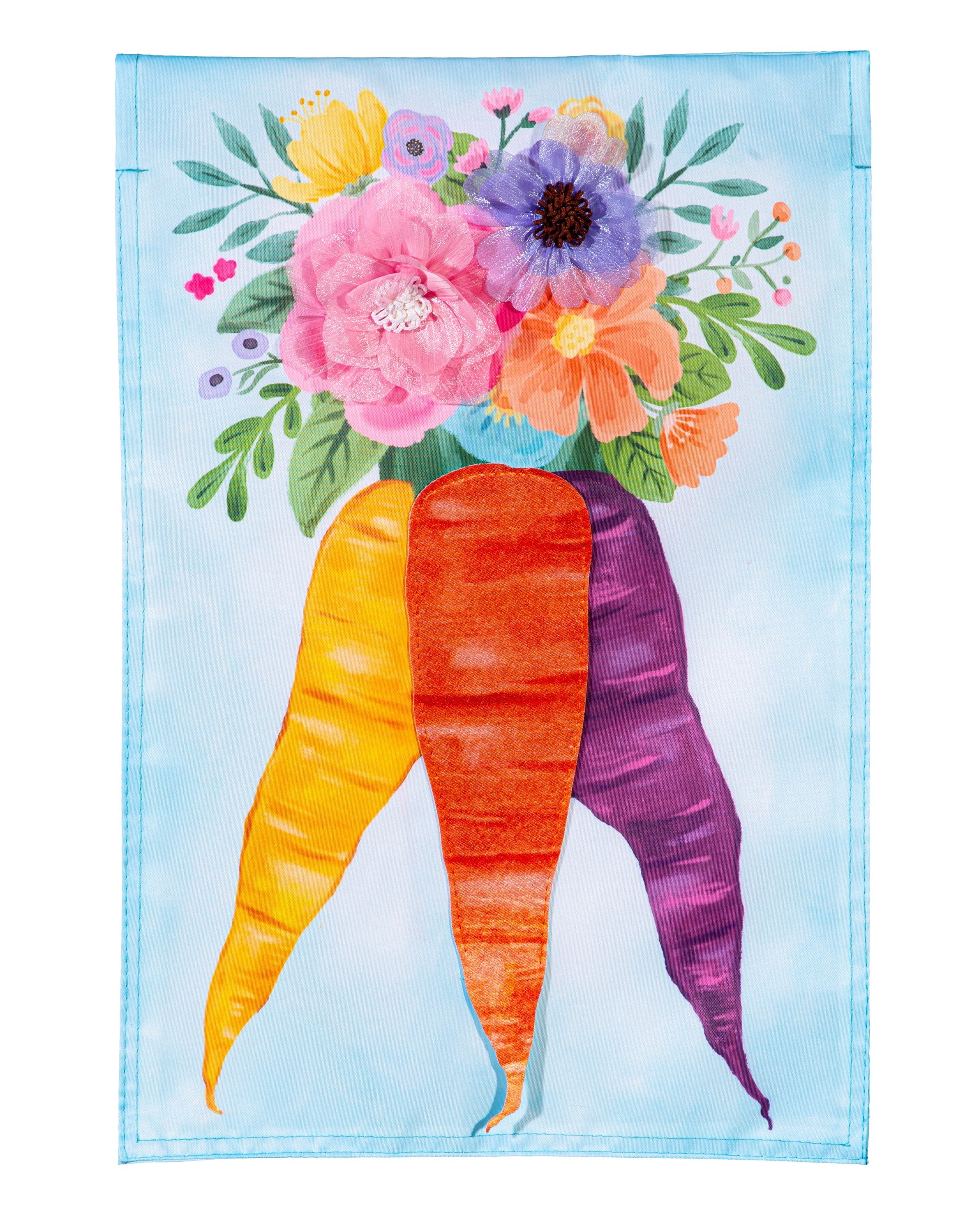 Floral Carrot Bunch Easter Garden Flag 2 Sided