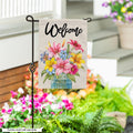Floral Jar Welcome 2 Sided Garden Flag
