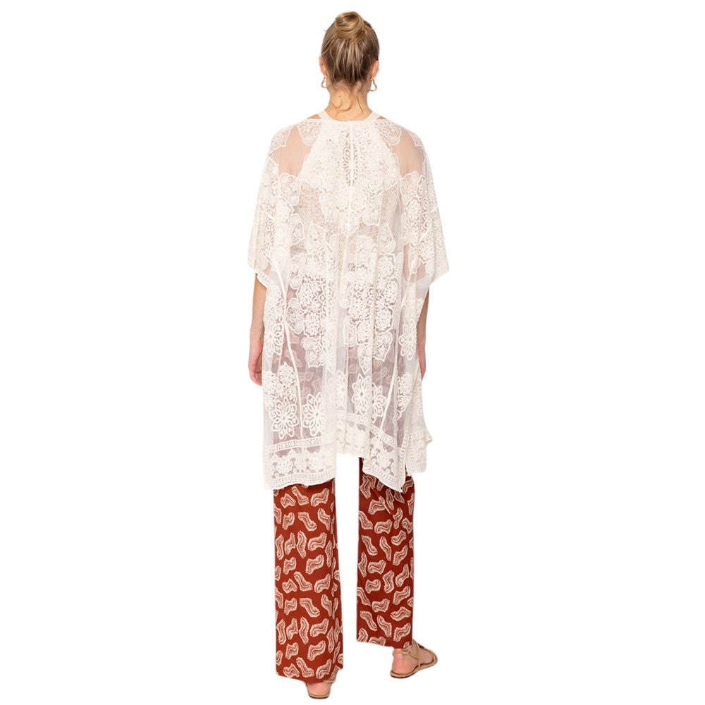 Flower Lace Kimono Poncho