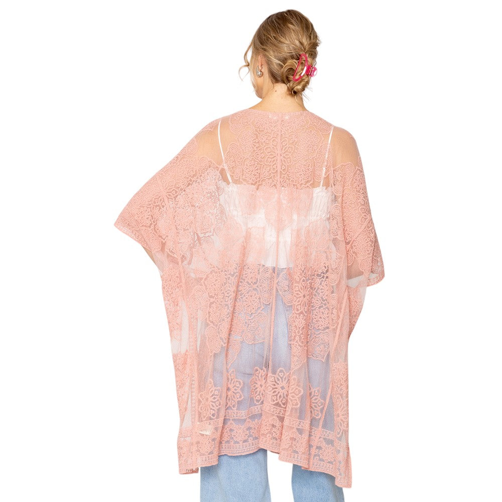 Flower Lace Kimono Poncho