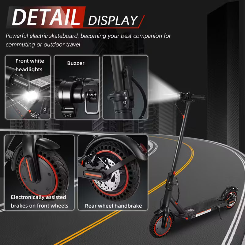 8.5inch Foldable Adult Electric Scooter with Front HeadlightsAnd LED Display Screen, Motor Power Range Of 350W