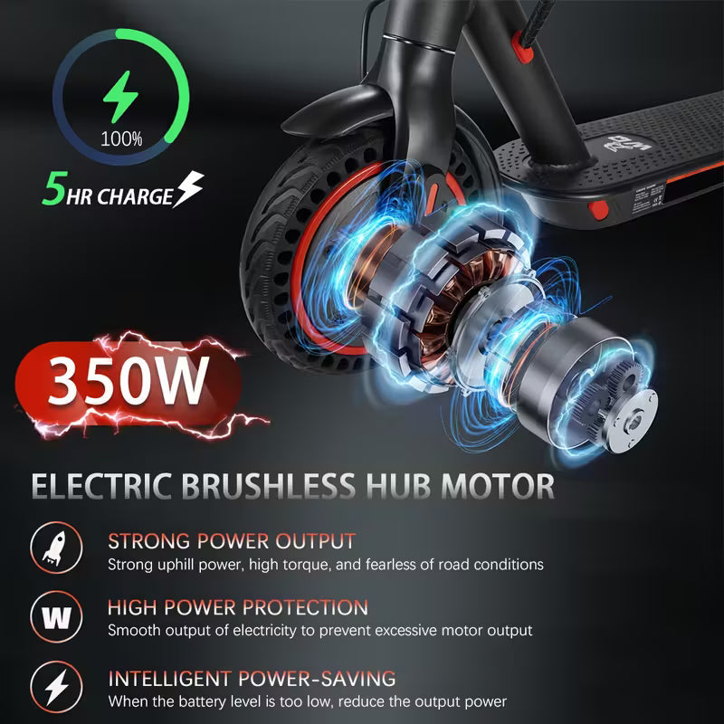 8.5inch Foldable Adult Electric Scooter with Front HeadlightsAnd LED Display Screen, Motor Power Range Of 350W