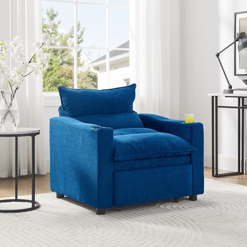 Foldable Convertible Sofa Bed with Modern Velvet Fabric for Living Room