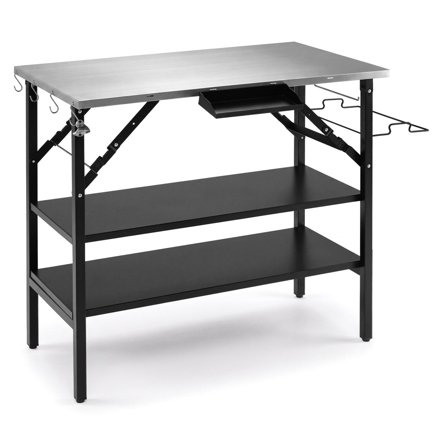 Foldable Outdoor Cook Station with Removable Shelves