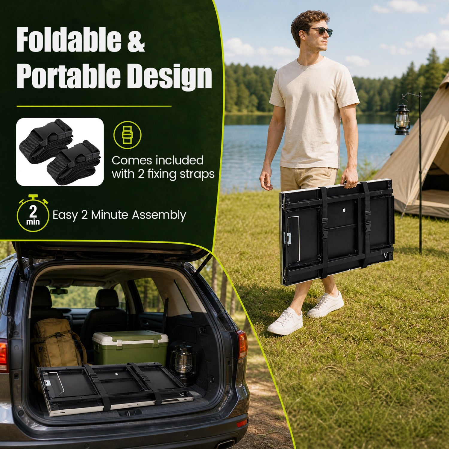 Foldable Outdoor Cook Station with Removable Shelves