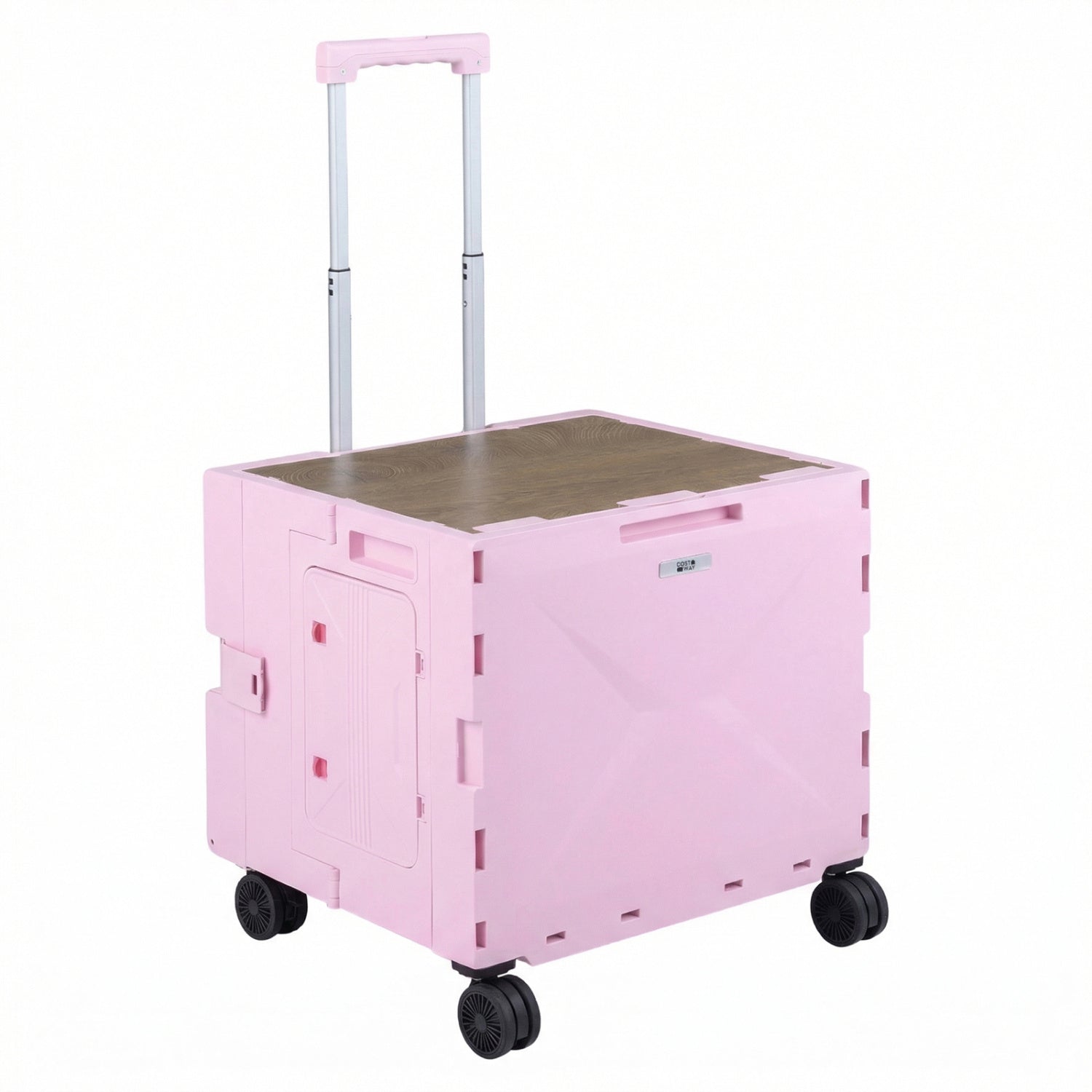 Foldable Utility Cart on 4 Rotate Wheels with Cup Holder