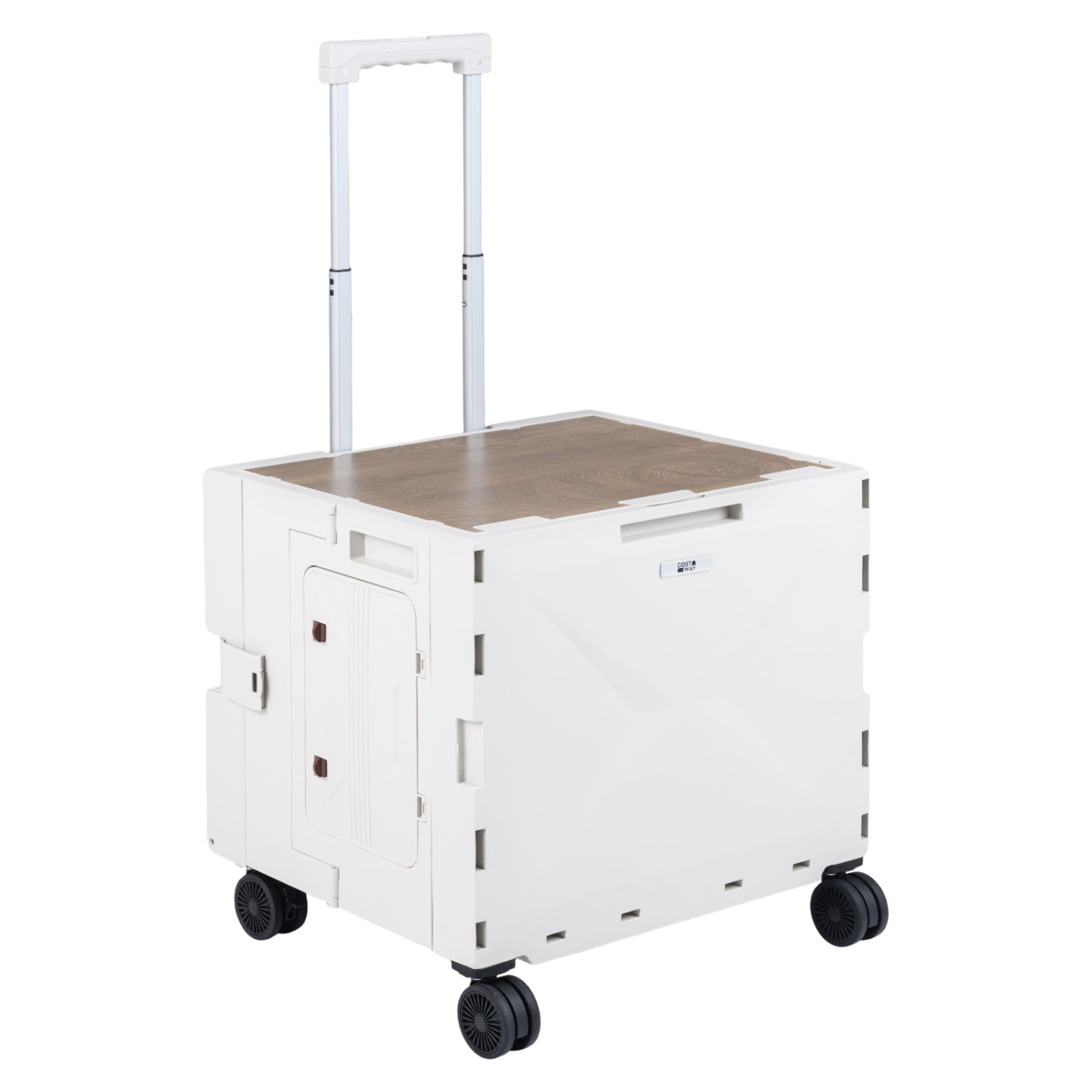 Foldable Utility Cart on 4 Rotate Wheels with Cup Holder