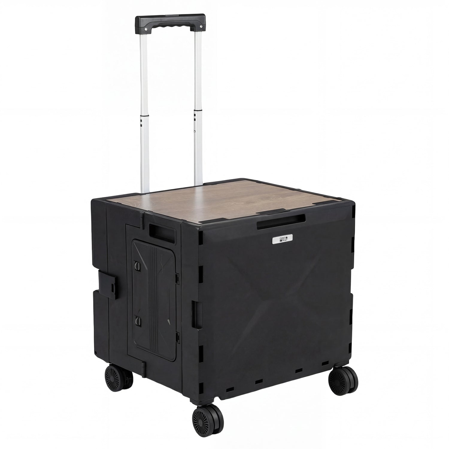 Foldable Utility Cart on 4 Rotate Wheels with Cup Holder