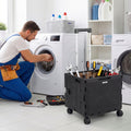 Foldable Utility Cart on 4 Rotate Wheels with Cup Holder