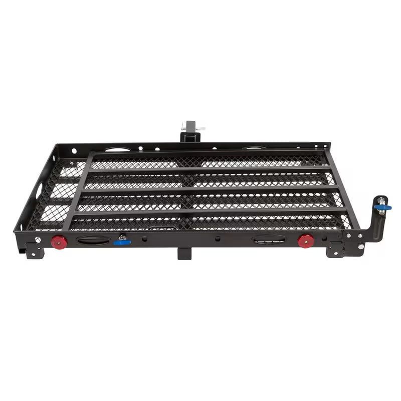 Folding Steel Scooter Carrier w/ 42" Ramp, Hitch Mount, 48" x 27.75", Black - Heavy-Duty and Foldable Mobility Carrier for Scooter Vehicles and Wheelchairs