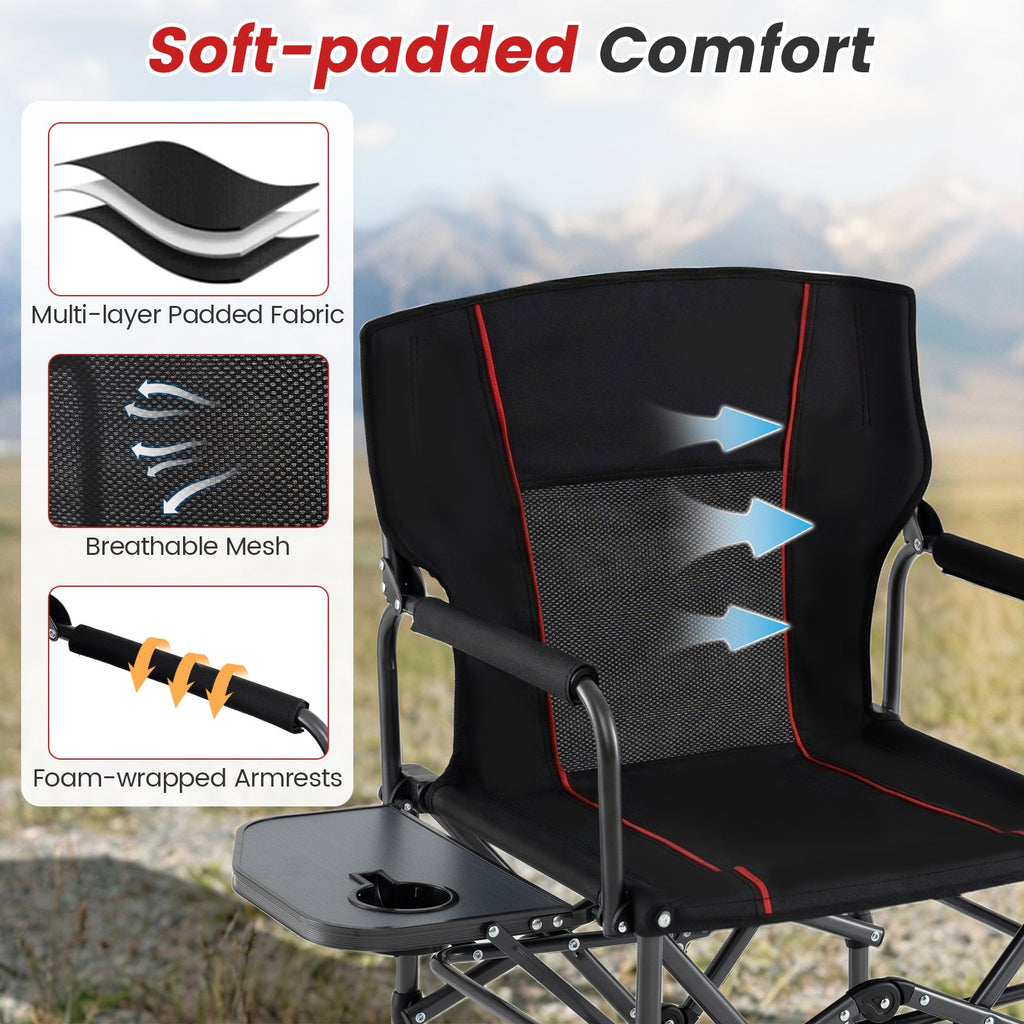 Folding Camping Chair with Side Table and Cup Holder with Carrying Bag
