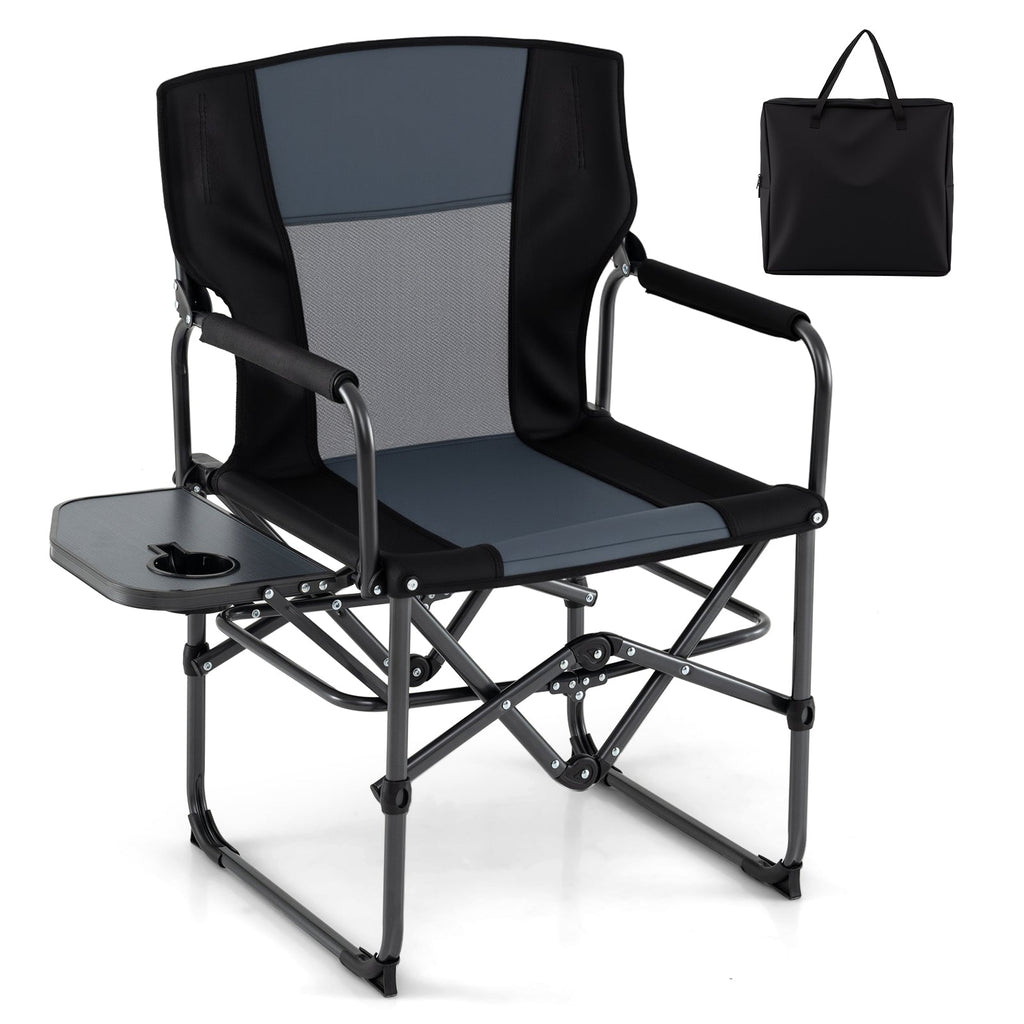Folding Camping Chair with Side Table and Cup Holder with Carrying Bag