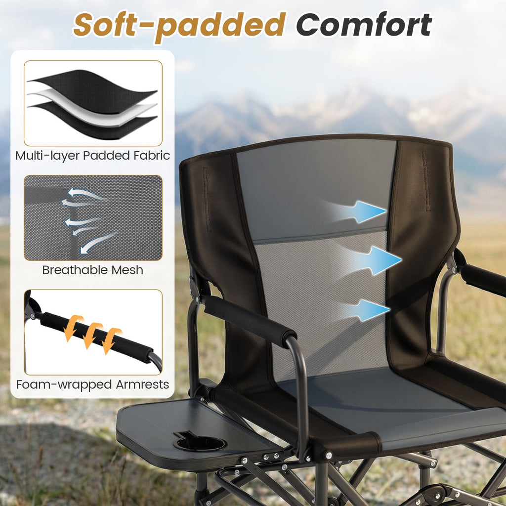 Folding Camping Chair with Side Table and Cup Holder with Carrying Bag
