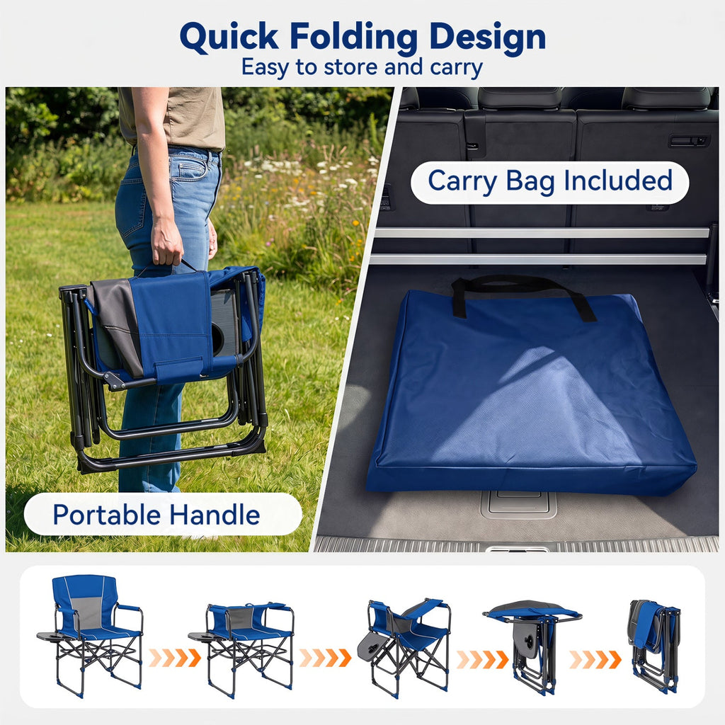 Folding Camping Chair with Side Table and Cup Holder