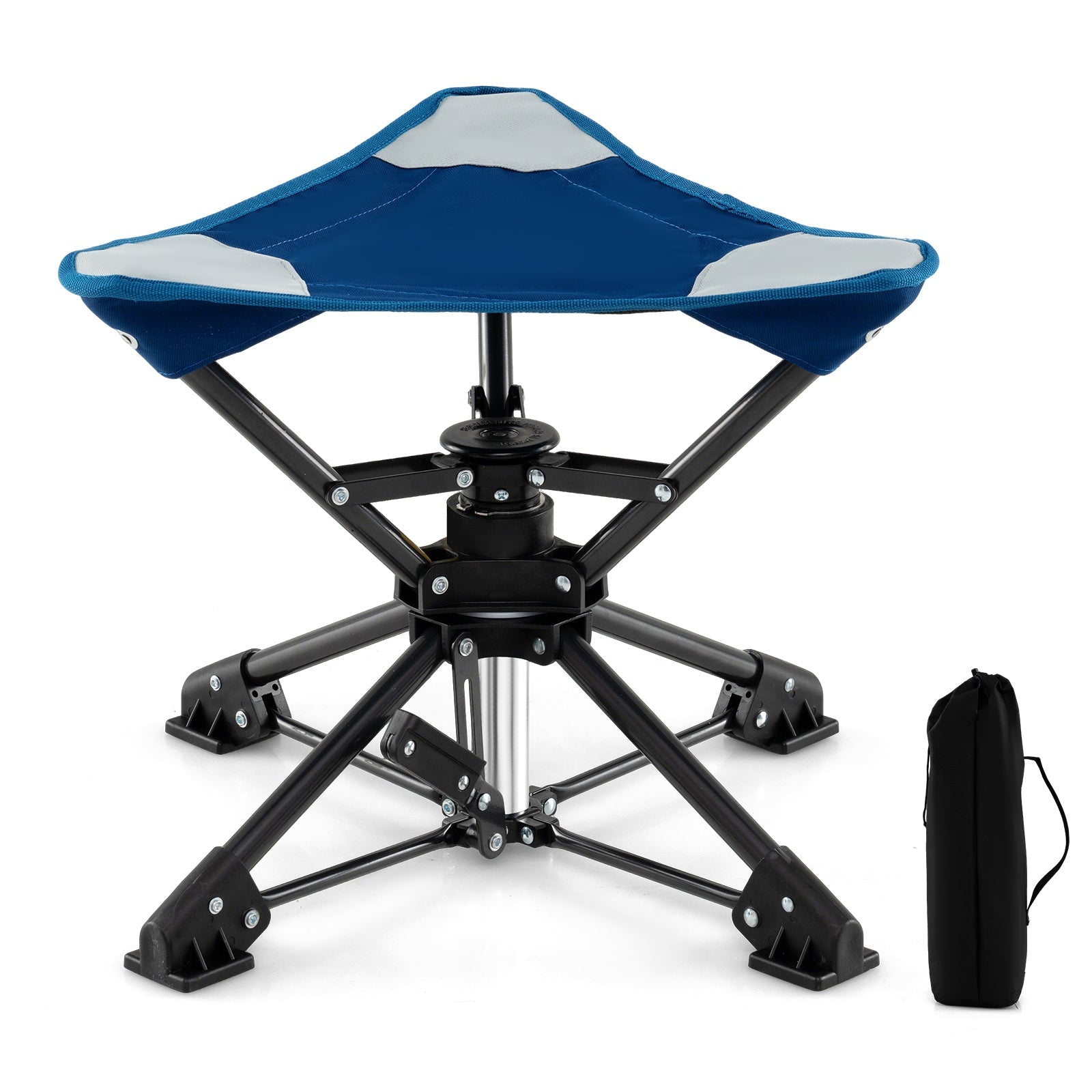 Folding Camping Stool 360° Swivel Hunting Chair with Anti-Sink Feet